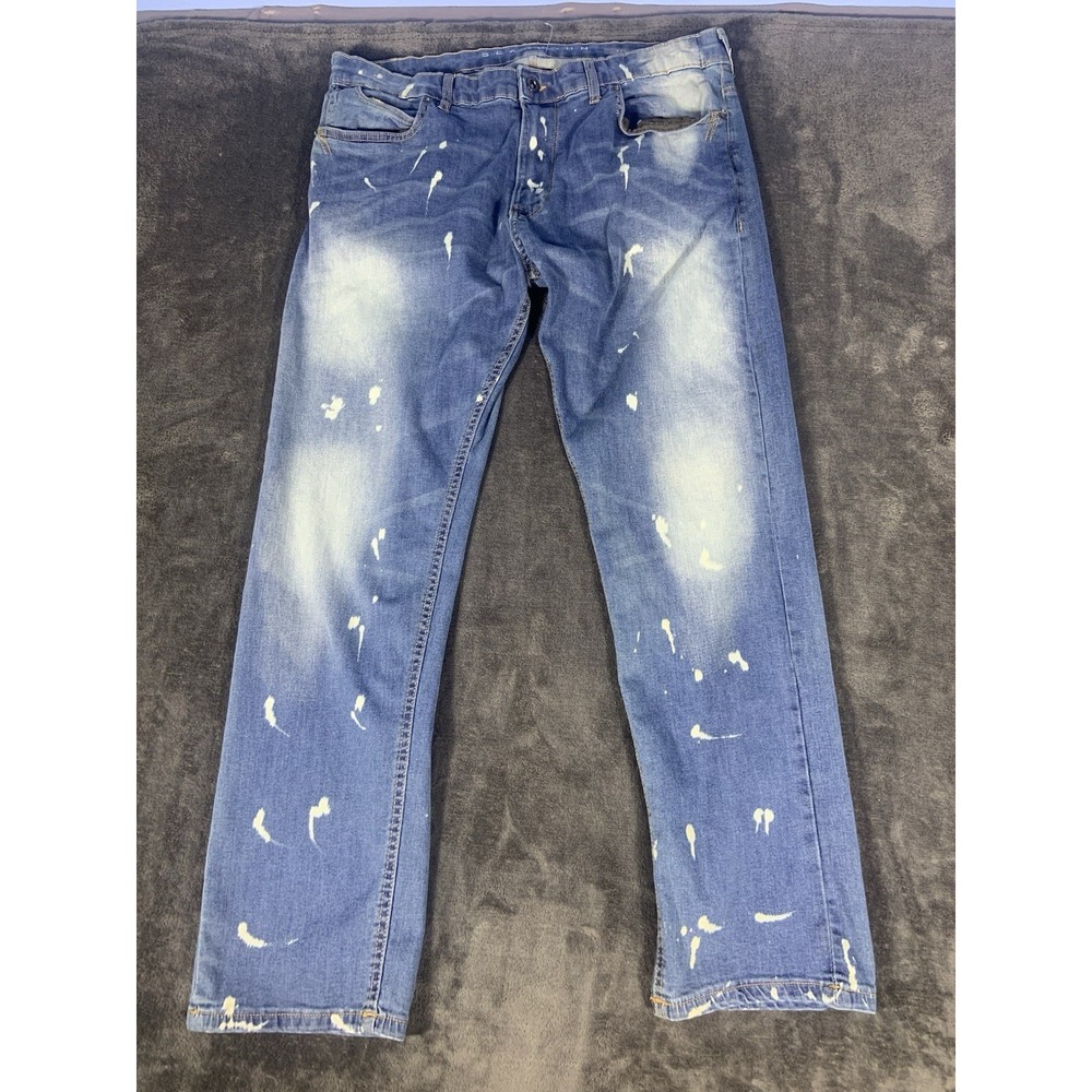 Sean John Paint Splatter Athlete Stretch Blue Jeans Men's Size 36